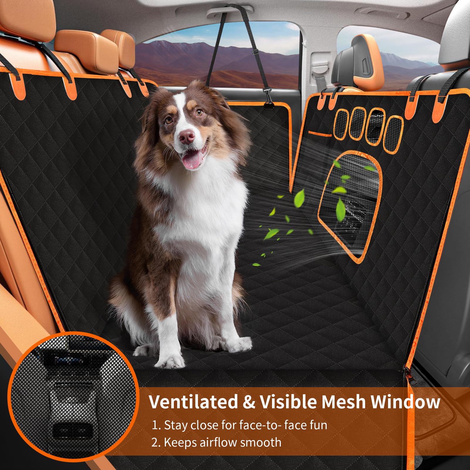 Dog Hammock for Car with Mesh Window - Tesla Model 3, SUV, Sedan, Waterproof Heavy Durable Hammock, Scratch Proof Nonslip with Seatbelt and Side Flaps, Dog Car Seat Cover for Pets - image 3