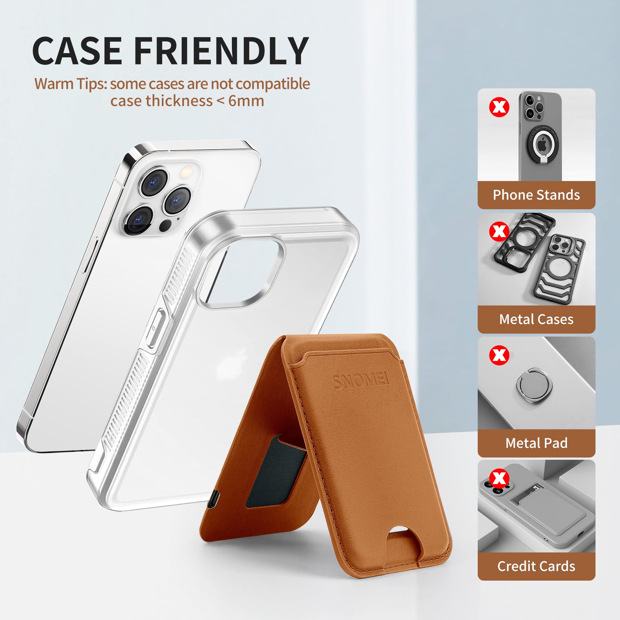 Supporto per caricabatterie wireless magnetico pieghevole compatibile con iPhone 16/15/14/13/12, Apple Watch, AirPods, pelle [PU] Supporto per cellulare a ricarica rapida wireless con porta carte
