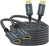 Cable Extensor HDMI Twozoh 6.6 pies 2 Paquetes, Cable Extensor HDMI 4K Macho a Hembra, Cable Adaptador HDMI 2.0 trenzado de nylon compatible con 4K@60Hz 3D HDR 1