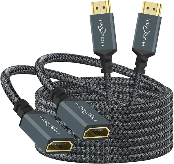 Cable Extensor HDMI Twozoh 6.6 pies 2 Paquetes, Cable Extensor HDMI 4K Macho a Hembra, Cable Adaptador HDMI 2.0 trenzado de nylon compatible con 4K@60Hz 3D HDR