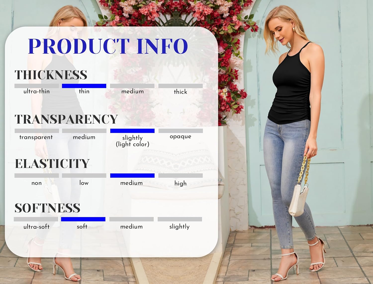 TAIPOVE Summer Halter Tops for Women Ribbed Ruched High Neck Tank Ladies Sleeveless Going Out Cute Trendy Camisole - Image 5