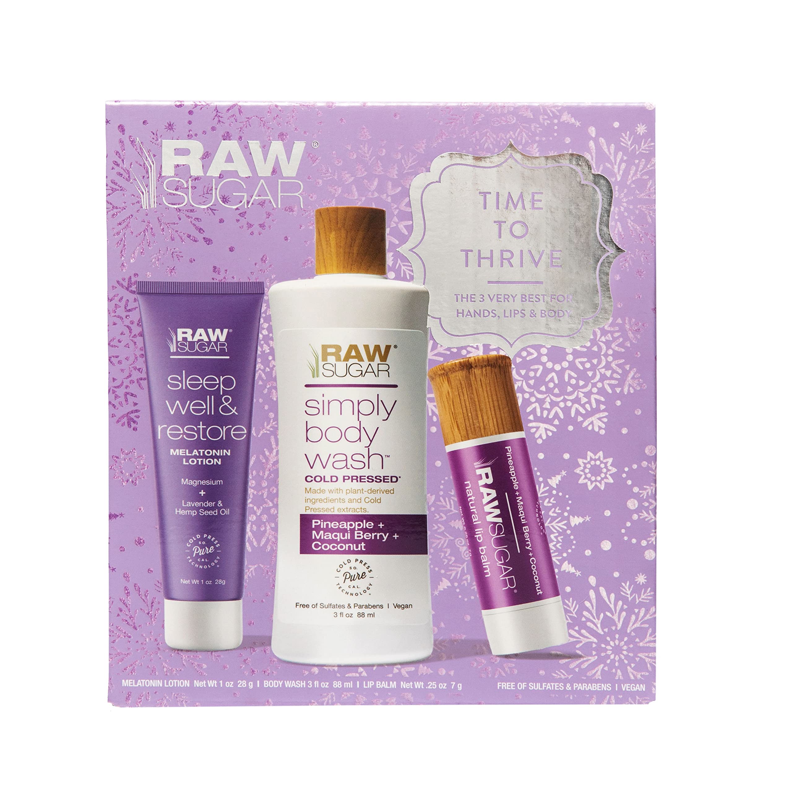 Amazon.com : Raw Sugar Time To Thrive, Sleep Well & Restore Lotion  Melatonin Gift Set : Beauty & Personal Care