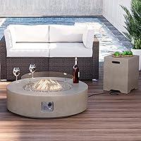 Vista 3 de HOMPUS Mesa redonda de propano para exteriores, mesa de fuego de 41 pulgadas con protector contra el viento y mesa de cubierta de tanque de 20