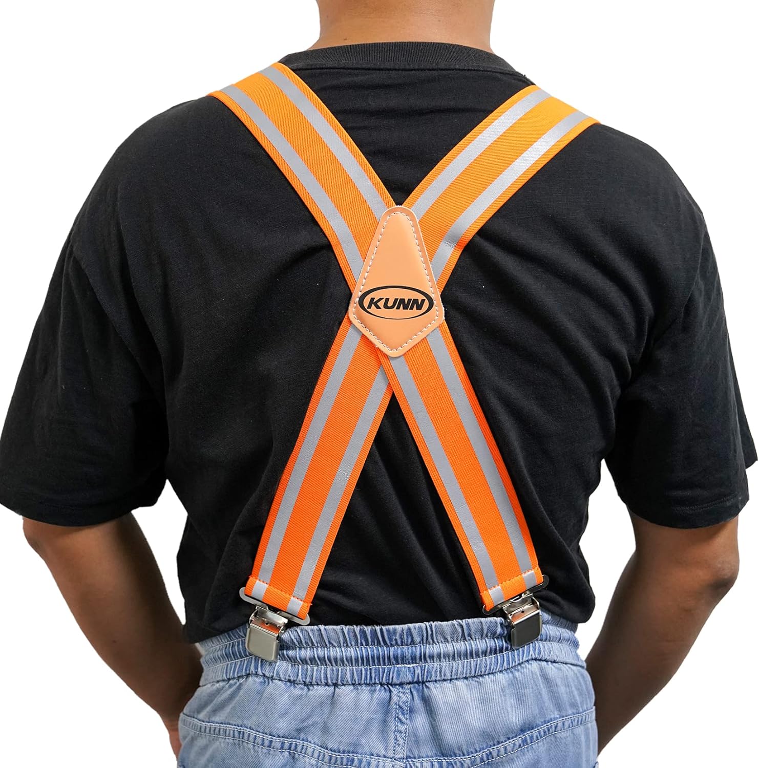 KUNN Safety Reflective Suspender Orange & High Visibility Tool Belt Suspender with Hook