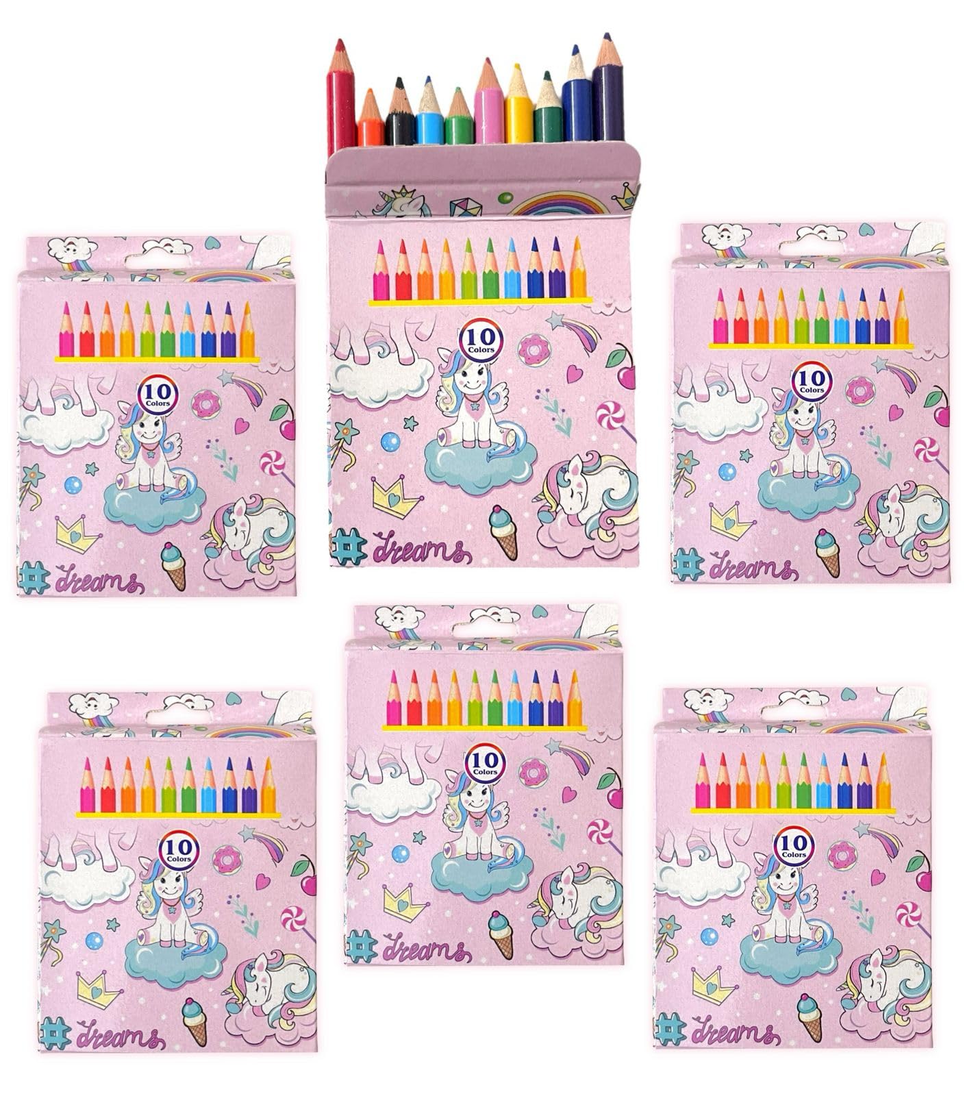 LE DELITE 10 Pencil Colors Crayons (Pack Of 10) | Unicorn Rainbow Theme Return Gifts For Kids Birthday Party | Mini Colors Set School Stationery-image-6