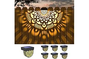 6 Pack Garden Solar Lights, Fence Outdoor Solar Wall Lights, Plastic Solar...