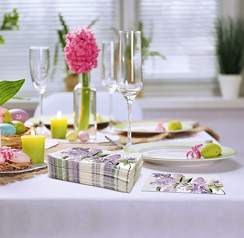 Miniatura 5 de Gift Boutique 100 servilletas de papel desechables de flores de lavanda moradas, servilletas de mano de papel para primavera, baño, tocador,