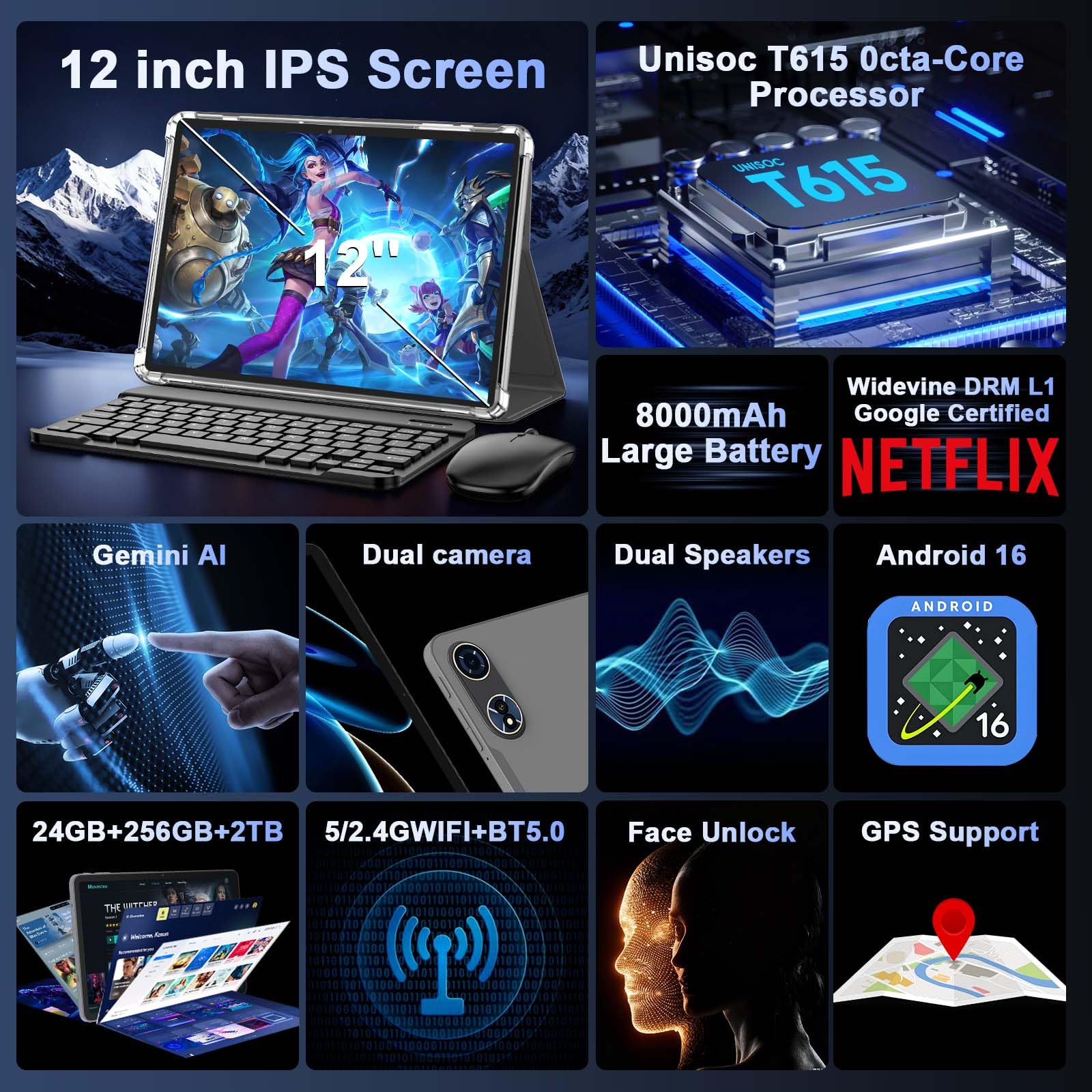 Amazon.co.jp: 2026 12インチタブレット Android 16 タブレット