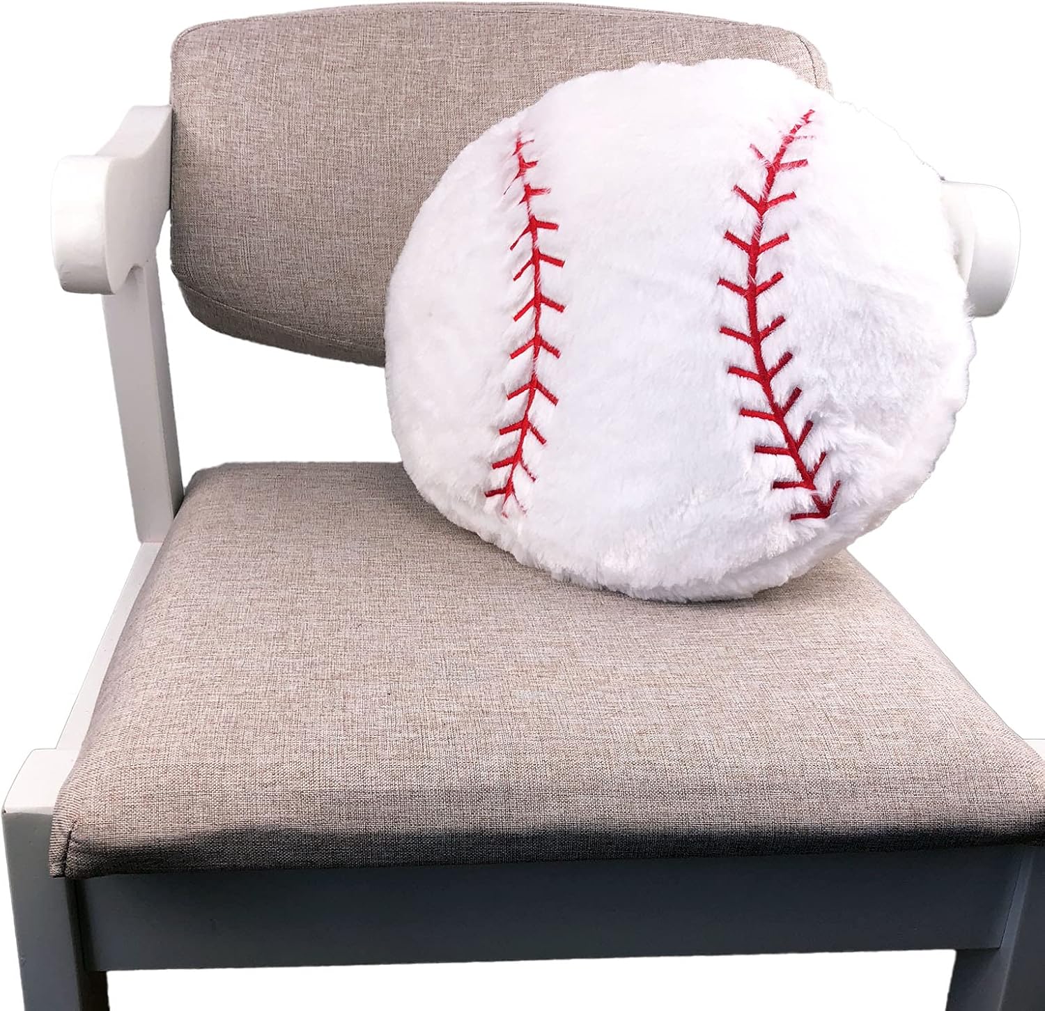Baseball Plush Pillow - Soft Stuffed Fluffy Toy, Durable Round Sports Gift for Kids Room Decor