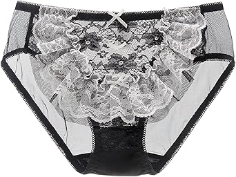 Sexy Floral Panties for Women Lolita Lace Frilly Cute Underwear Soft Invisible Sheer Bikini Briefs Bridal Lingerie