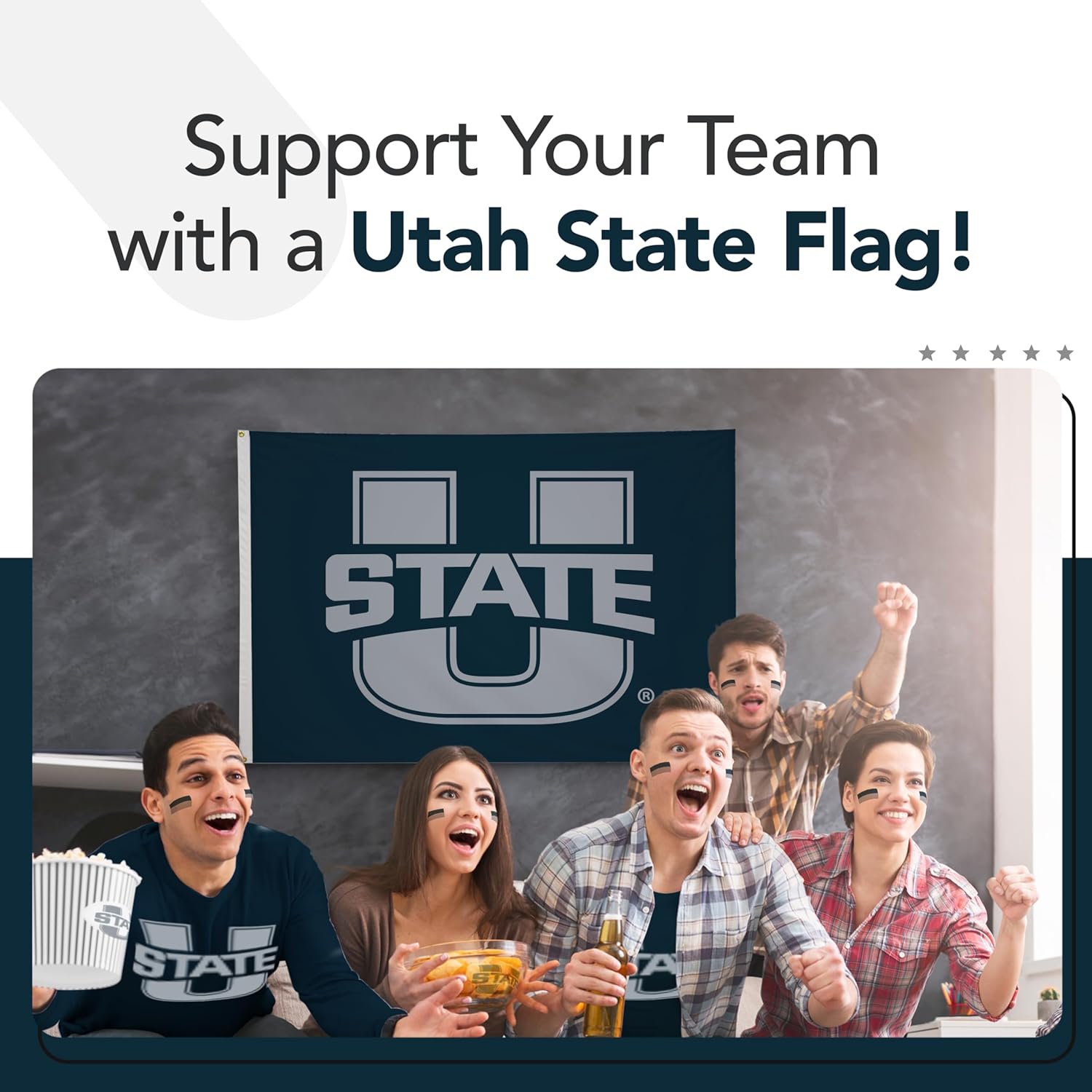 Utah State Aggies College Sports Printed Flag - NCAA Licensed - Nylon - School Banner (Blue, Gray) (4' x 6') - Image 4