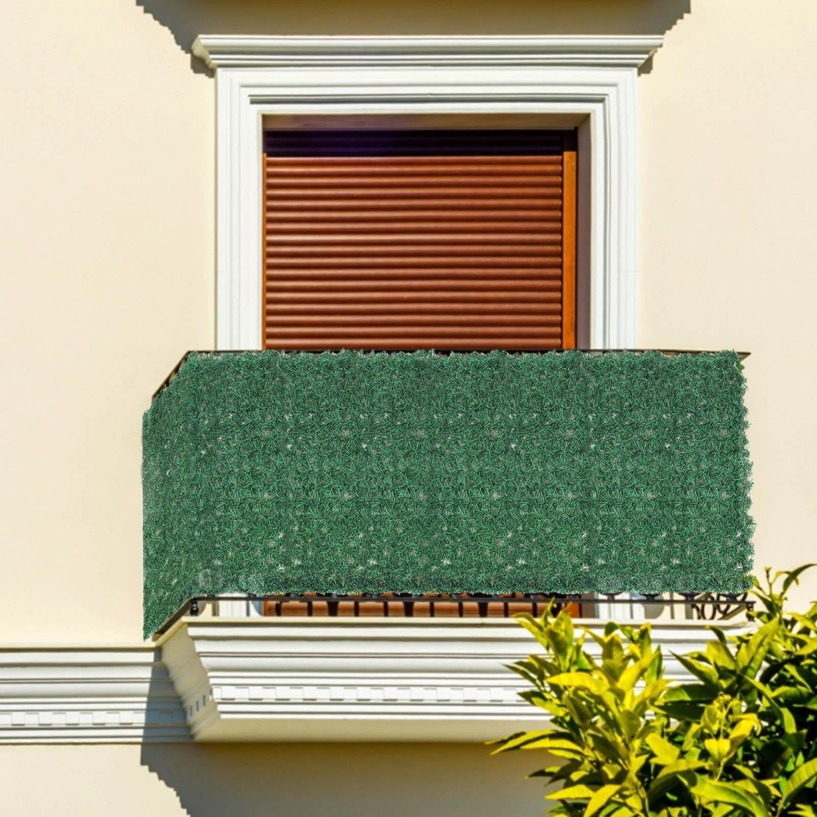 Sztuczne Ogrodzenia Balkonowe Ivy - Green Ivy Fences Osłony poręczy ekranowych | 0.5x2m sztuczny żywopłot ogrodzenie ekran zasłaniający bluszcz ogrodzenie zasłaniające prywatność na wystrój podwórka p