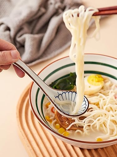 Miniatura 7 de Cucharas de ramen, cuchara de sopa asiática de cerámica, cucharas japonesas para cocina, Pho, albóndigas, fideos, Wantan, Miso, no se deslizan en la