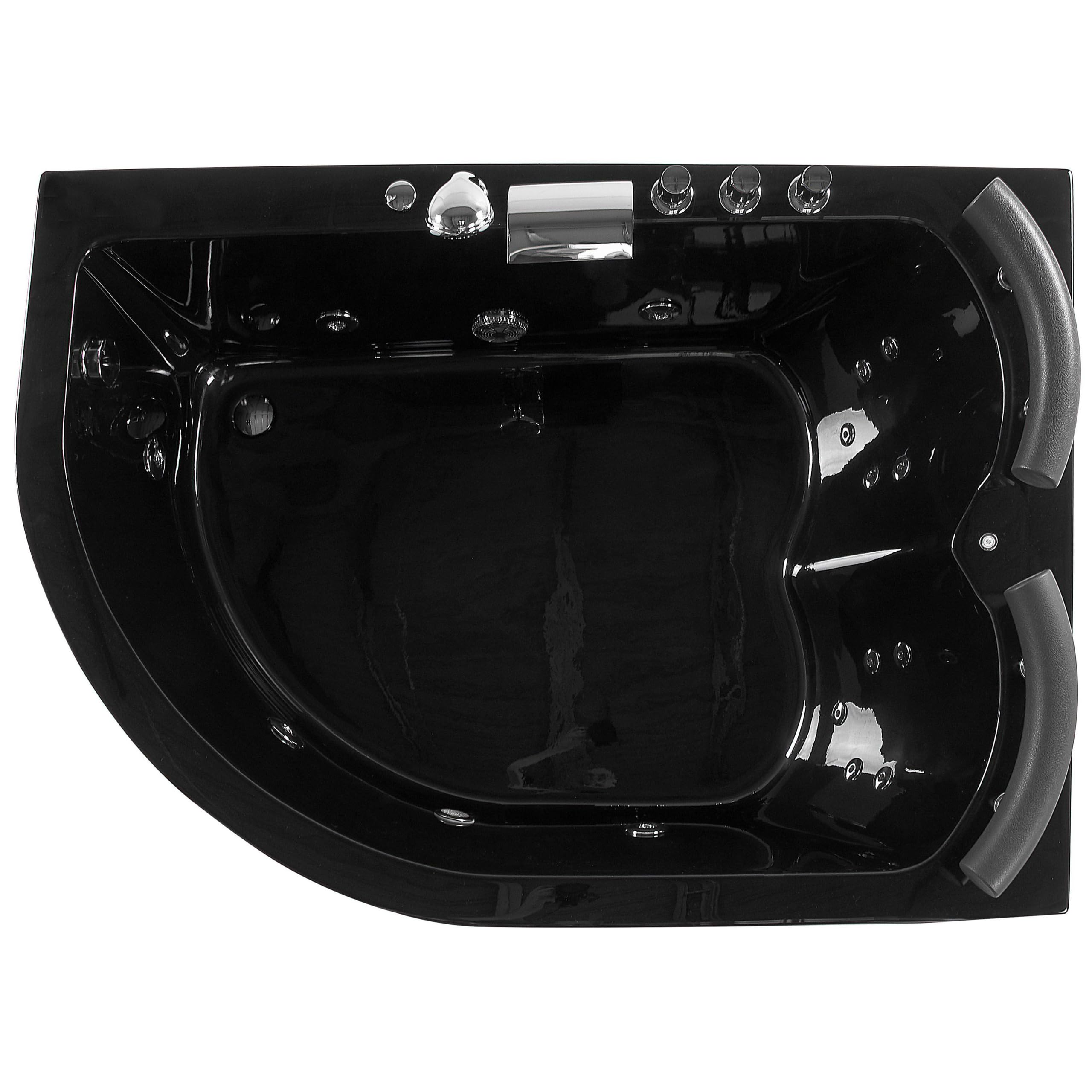 Vasca Idromassaggio Doppia Acrilico Nero con LED Sinistra 158 x 113 cm