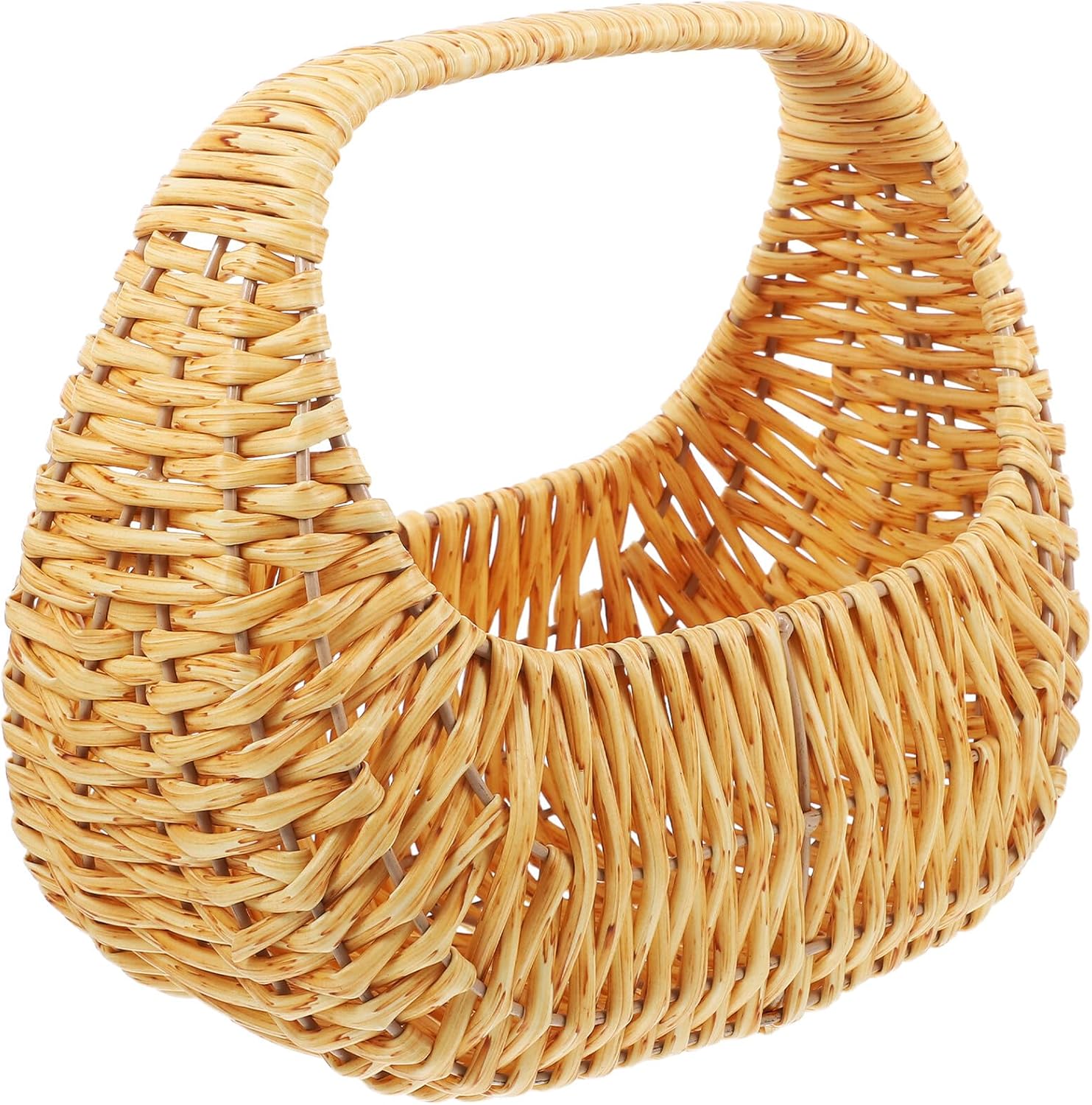 Woven Flower Girl Basket with Handle Handwoven Decorative Wedding Basket Beige Vintage Style for Ceremony and Home Decor