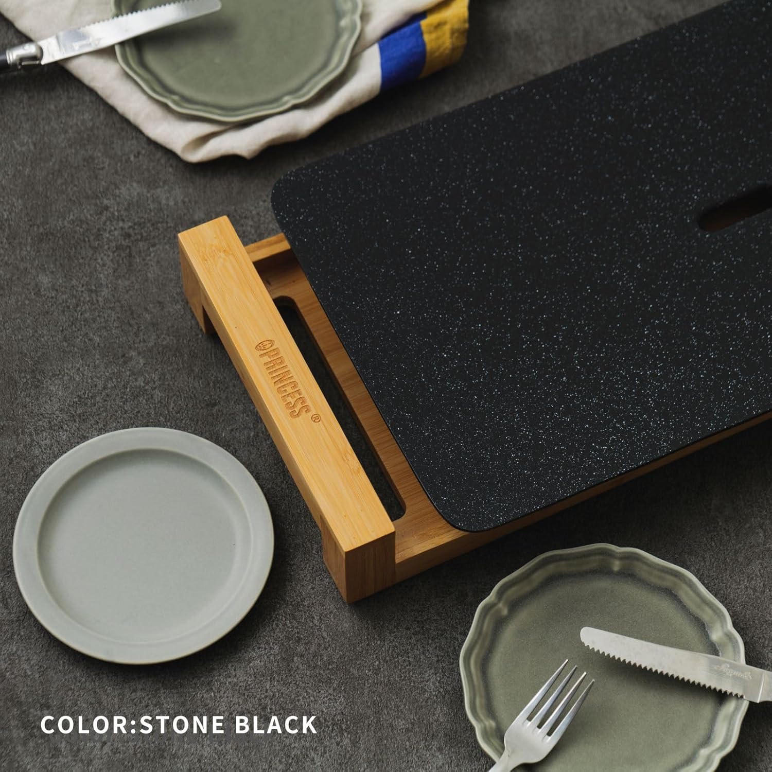 PRINCESS Electric Griddle "Table Grill Stone" (Black)【Japan Domestic genuine products】