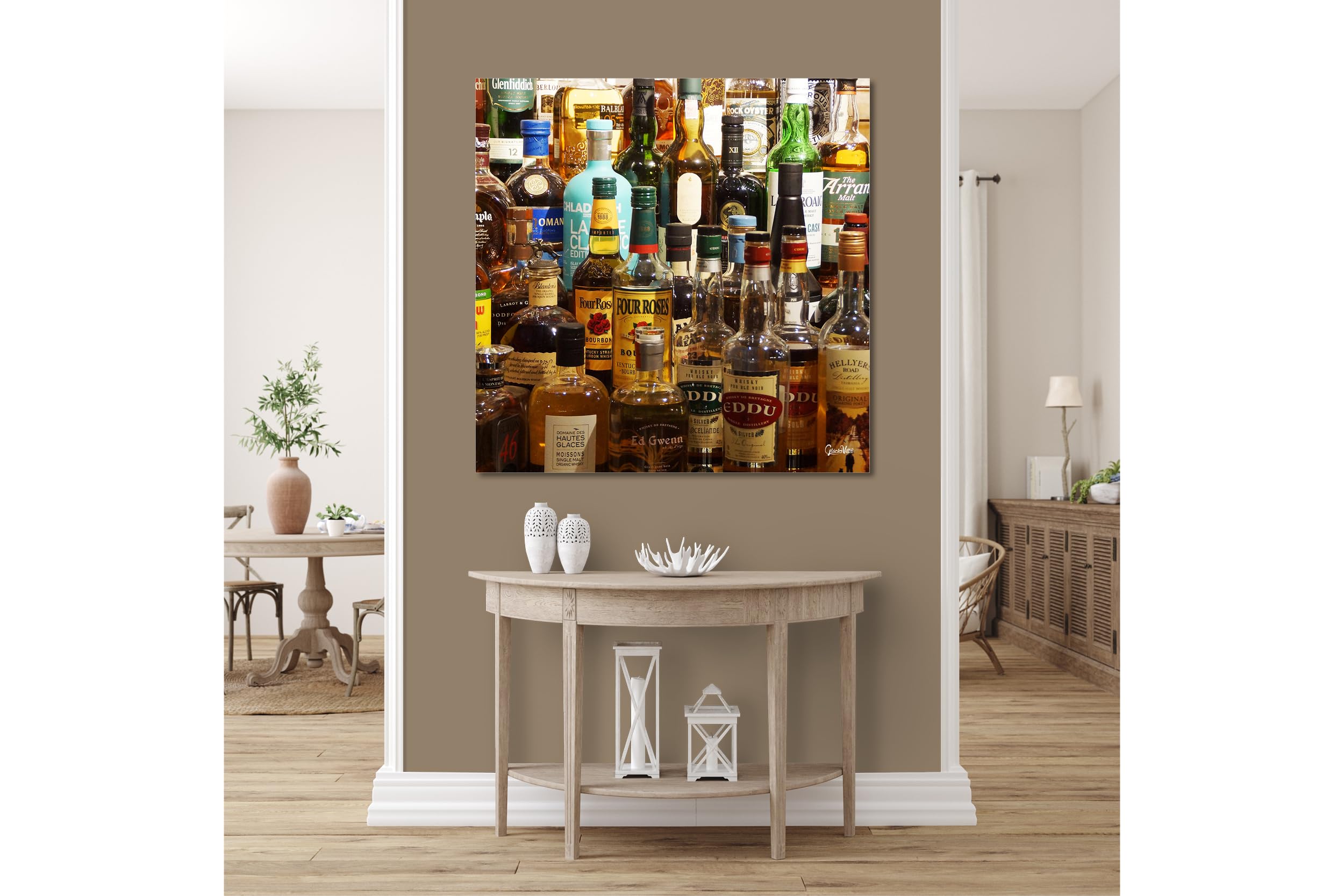 Glücksvilla - Drinks 2 - (Leinwand-Bild 5 cm, 50 x 50 cm) | div. Maße - aus DE - Kunstdruck XXL Deko Wandbild Quadrat - Getränke Bar Alkohol Restaurant