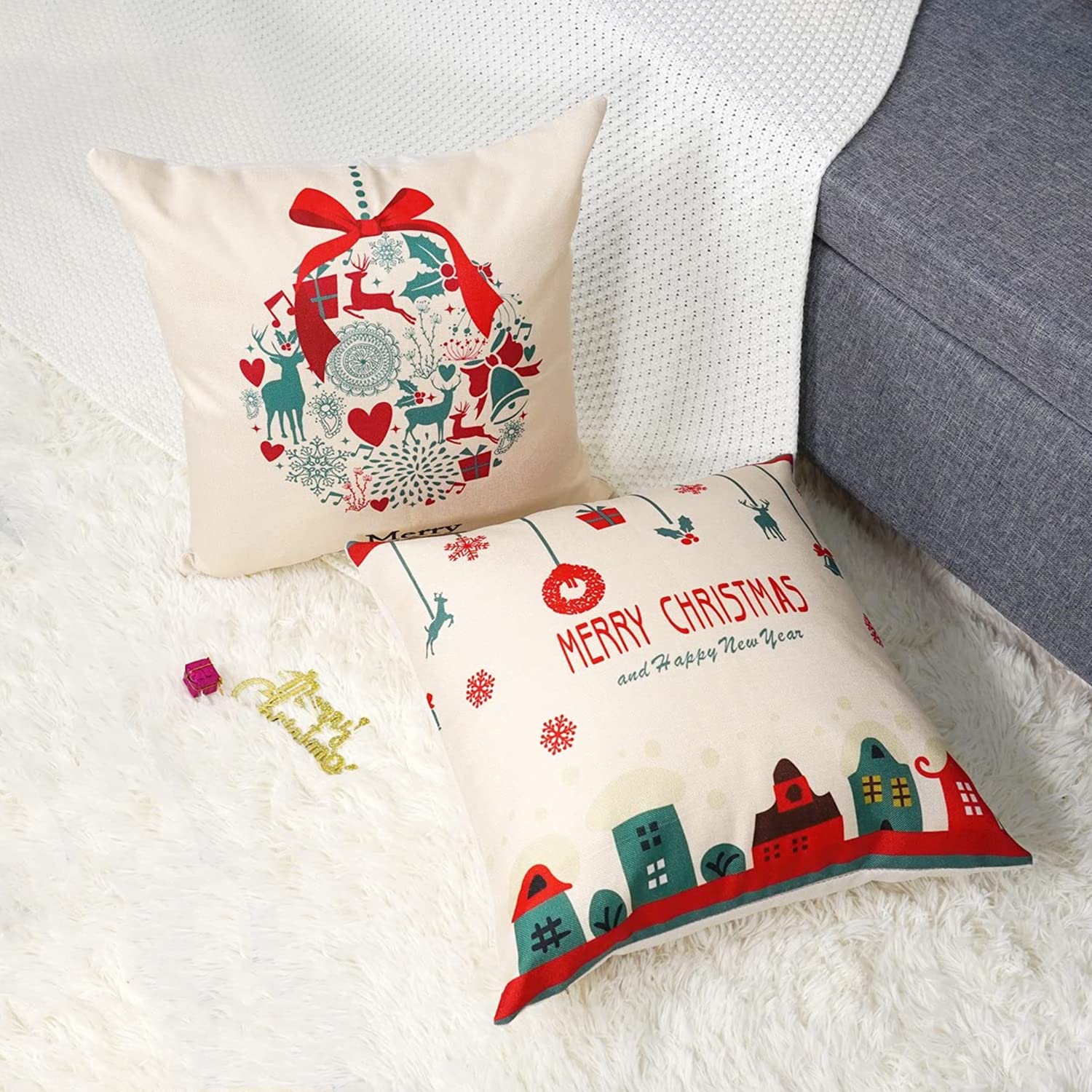 GYISANA Set of 4 Decorative Cushion Covers, Cotton Linen Cushion Cover, Decorative Cushion, Sofa Cushion for Couch Car - Image 4
