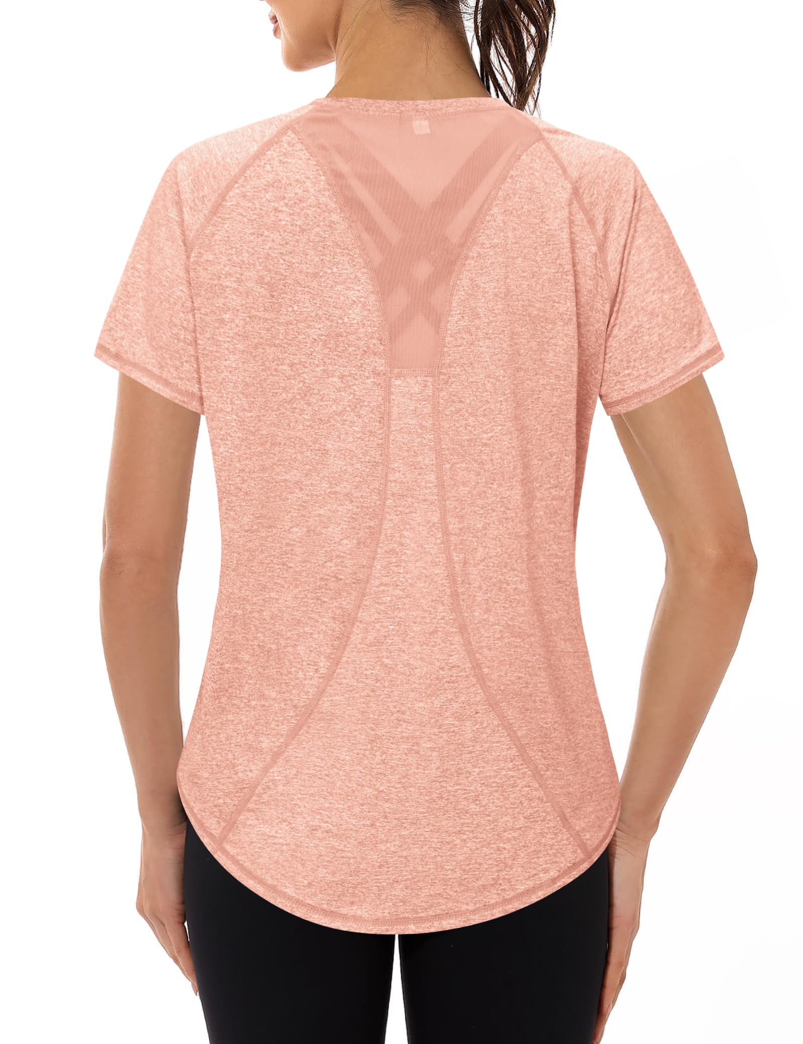 Gyabnw UV-Schutz Funktionsshirt Sportshirt Damen Atmungsaktiv Laufshirt Kurzarm Fitness Sport Oberteil Wandern Yoga