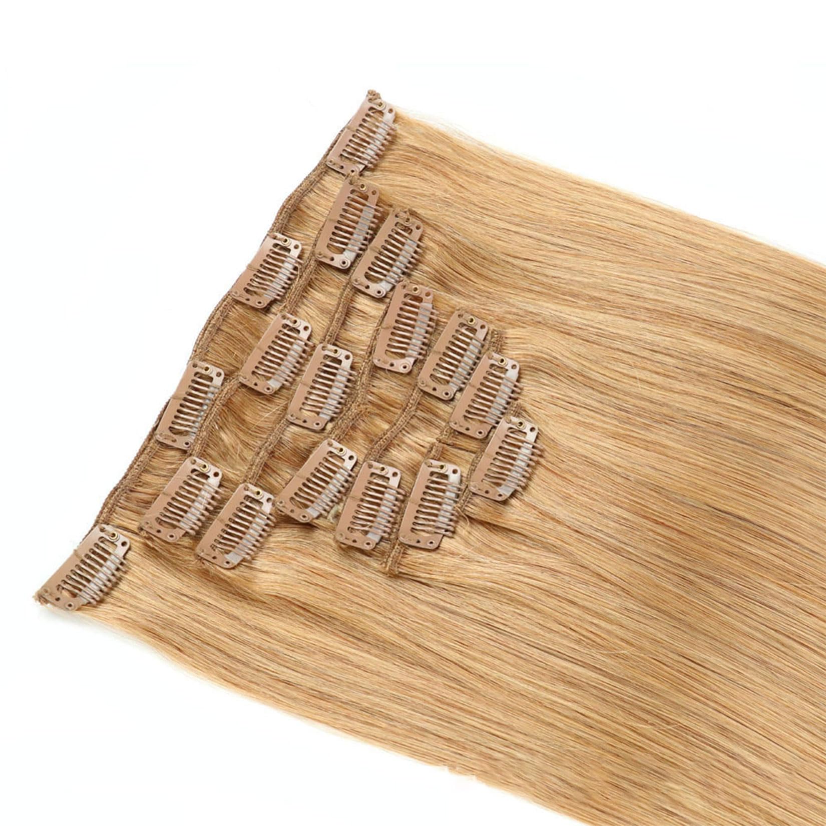 Clip in Haarverlängerungen echtes Menschenhaar, 7 Stück Set Clip in Haarverlängerungen, Remy menschliche Clip in Haarverlängerungen für Frauen, # 16,20inch (50cm) 70g