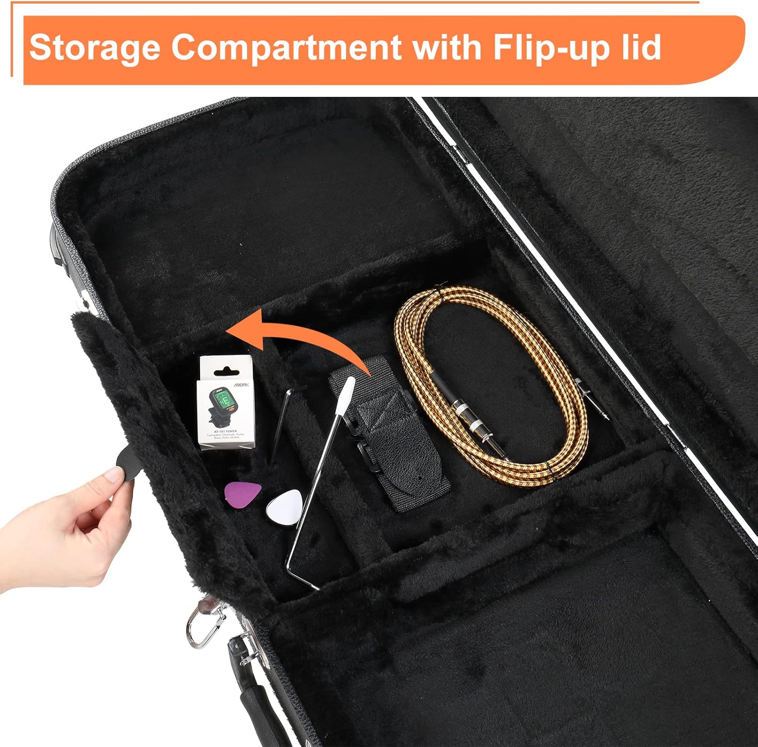 Electric Guitar Square Hard Case with Protective Sleeve Fits ST TL Burning Fire 170 Style Electric Guitar Black