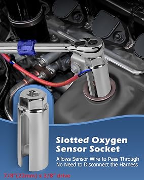 DAYUAN 5Pcs O2 Oxygen Sensor Socket Set, Oxygen Sensor Remover Tool Kit | Thread Chasers Included, 3/8 and 1/2 Drive, Ideal for Removing and Installing Oxygen Sensors, 22mm 6-Point