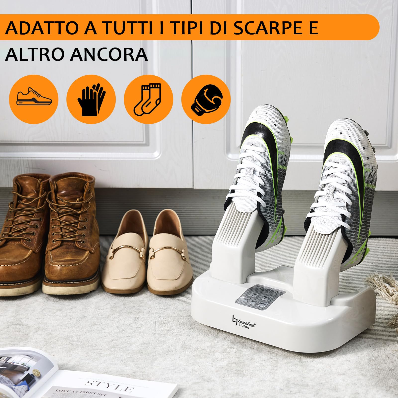 Asciugascarpa elettrico, deodorante perscarpa con ozono, scaldascarpe antibatterico, asciuga calze, asciuga stivali, scarpe da calcio, guanti da calcio