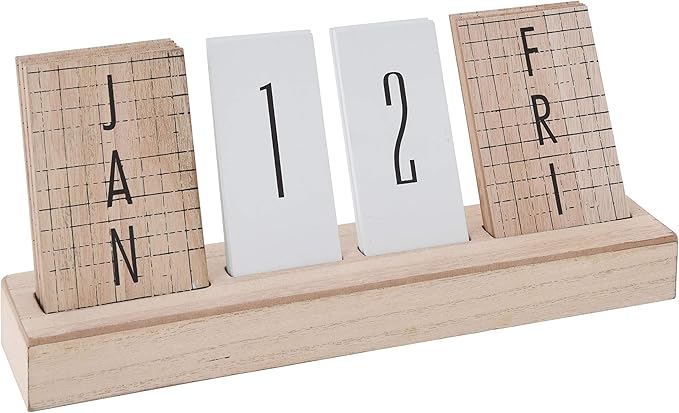 Ewiger Kalender Würfel Block Tischkalender Holzkalender Dauerkalender für Zuhause Büro Tischdeko