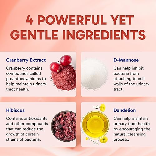 Miniatura 4 de Clinical Effects UT Support  Limpieza natural y apoyo a la salud del tracto urinario  píldoras de D-manosa, diente de león, hibisco y arándano para