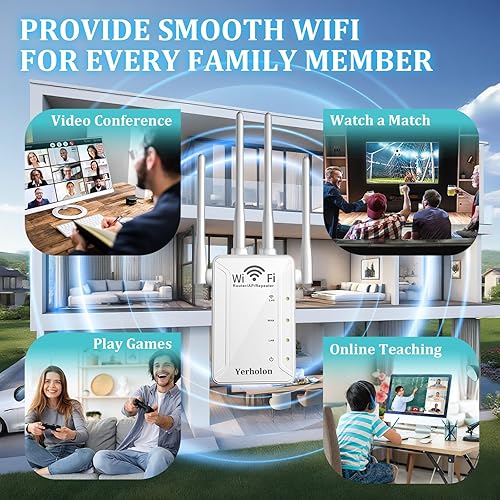 Miniatura 6 de Amplificador de señal WiFi para el hogar, cobertura de hasta 10000 pies cuadrados, amplificador WiFi, repetidor WiFi, amplificador de Internet