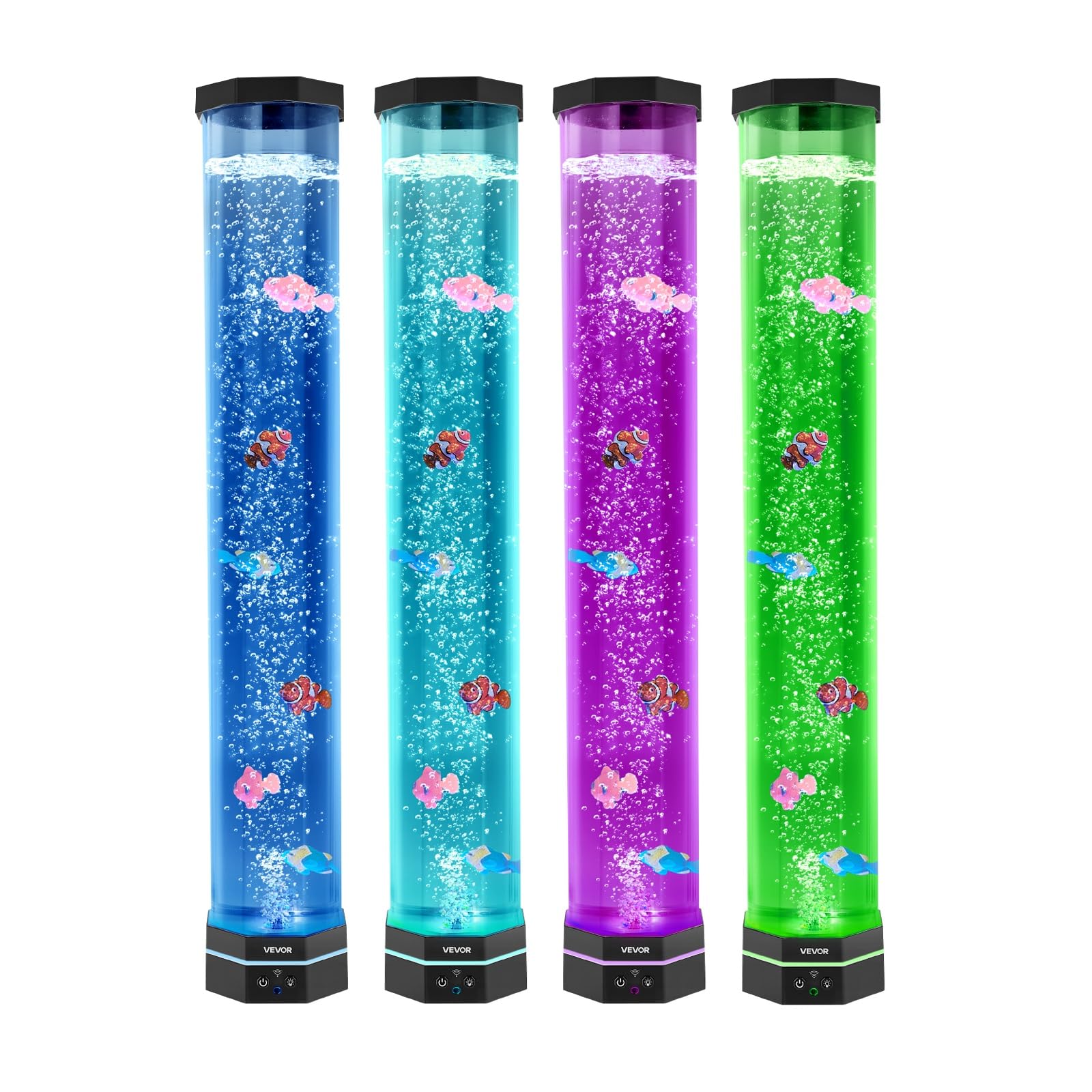 VEVOR Lavalampe mit 6 schwimmenden Fischen, 80 cm, Blasenlichtlampe, 16 Farbwechsel-Lichteffekte, Fernbedienung, Stimmungslicht, Aquarium Nachtlicht für Schlafzimmer, Wohnzimmer, Heimdekoration