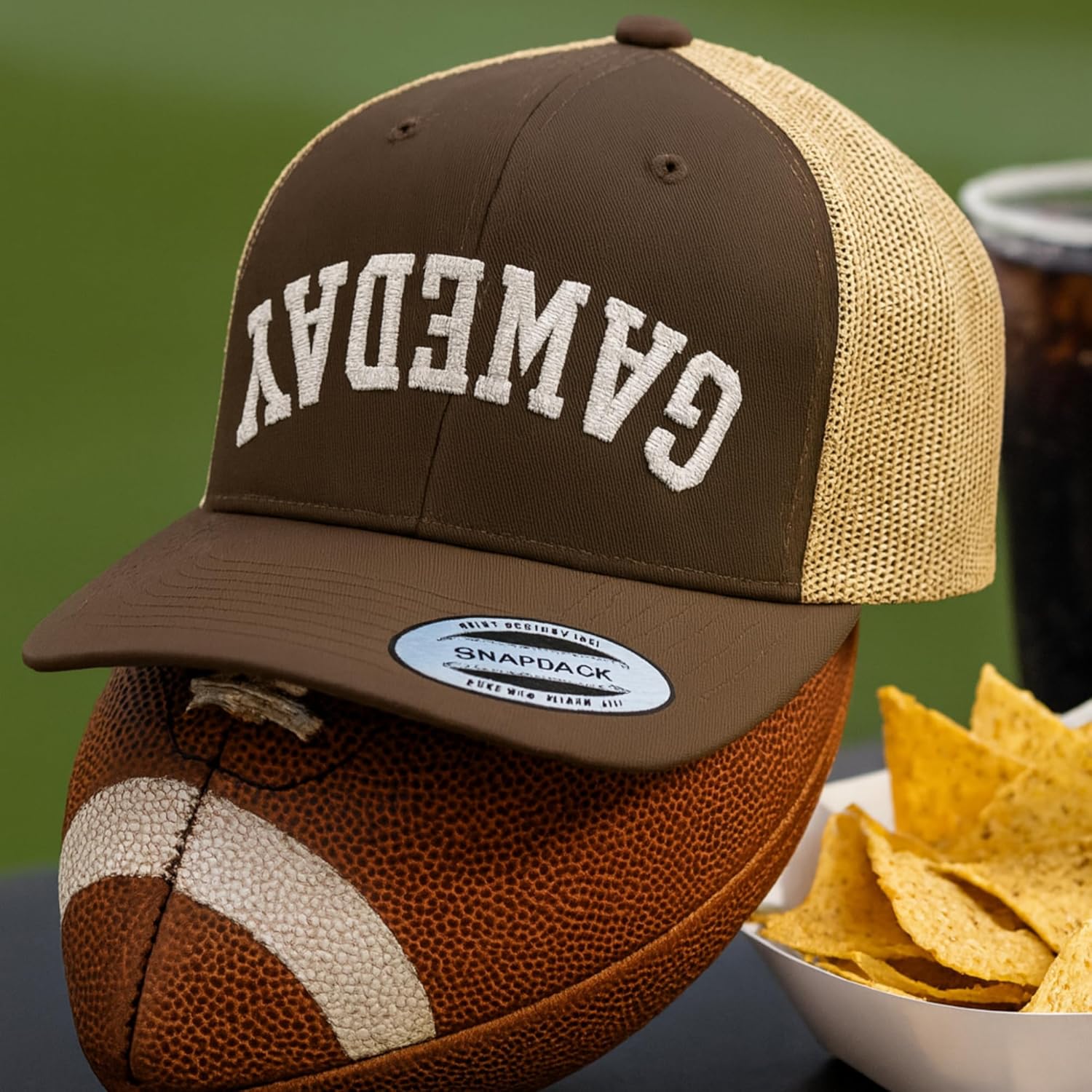 NG Game Day Embroidered Upside Down Curved Bill Trucker Hat Mid Crown Adjustable Cap