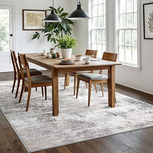 Miniatura 366 de IOHOUZE Alfombra pequeña abstracta de 2 x 3 pies, alfombra de entrada lavable para entrada interior, alfombras con respaldo de goma, alfombra Gris