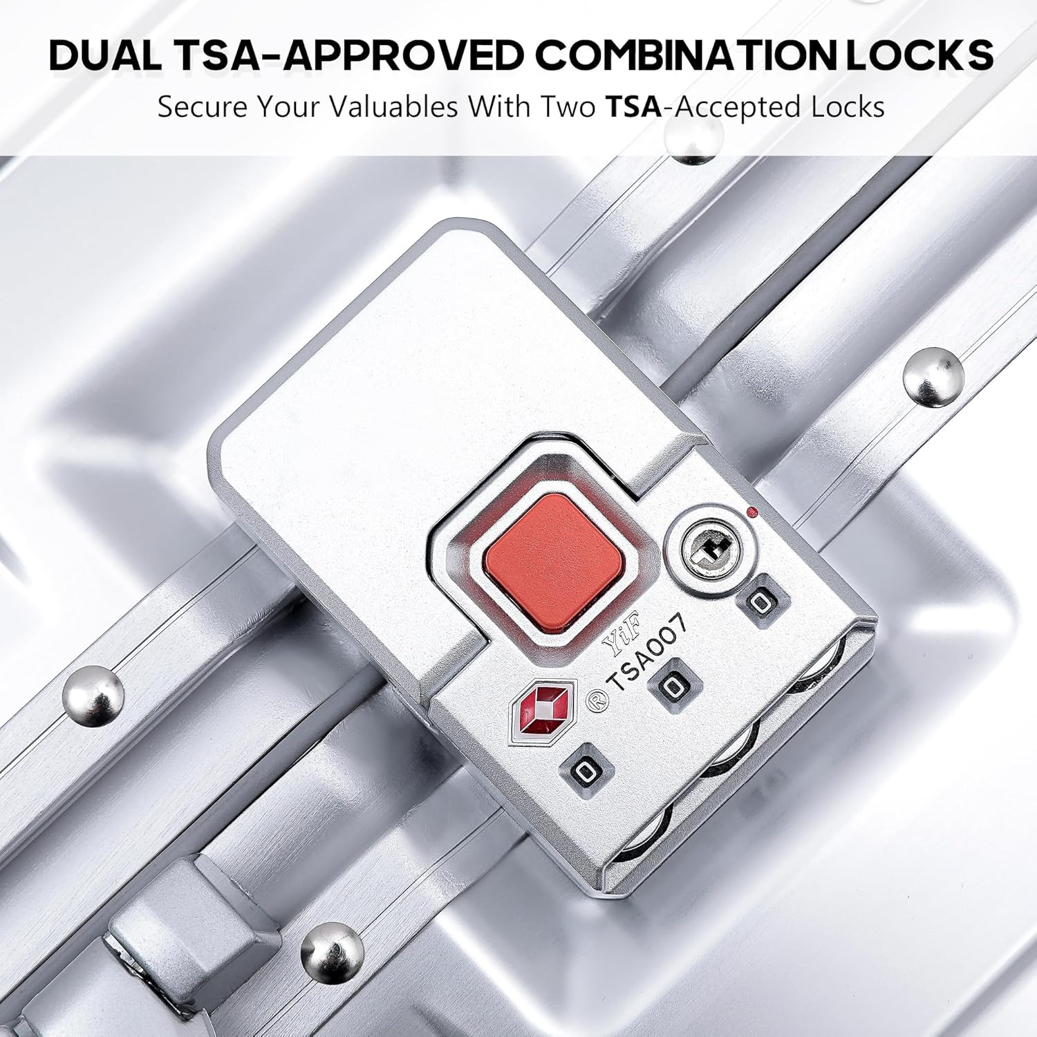 YYW Aluminum Carry-On Luggage Airline Approved Lightweight Suitcase with TSA Lock and Silent Wheels, Hardshell Spinner Business Travel (silver, 24in)