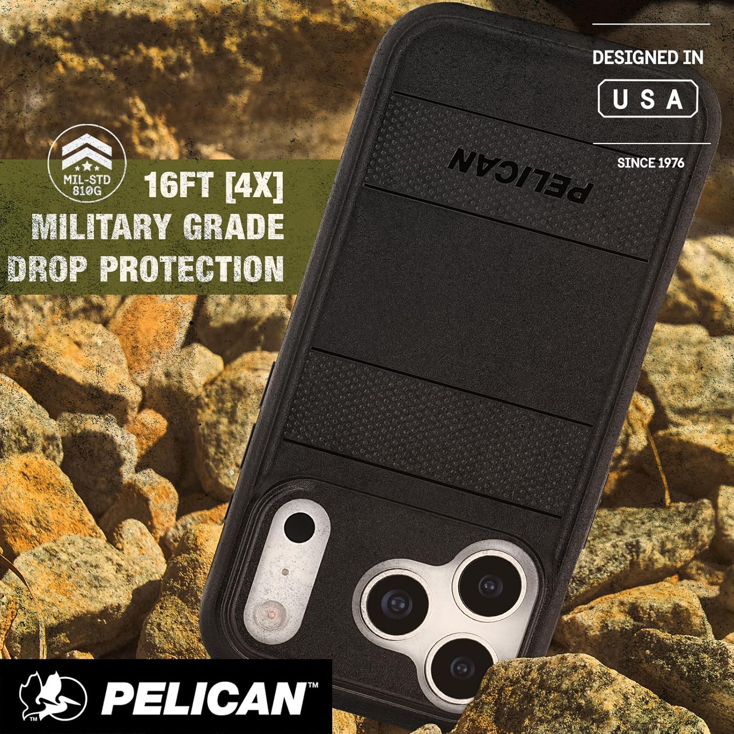 Pelican Protector iPhone 17 Pro Case [Compatible with MagSafe] Rugged Magnetic Phone Case with 16ft Military-Grade Drop Protection - Heavy Duty Phone Cover for iPhone 17 Pro - Black - Image 3