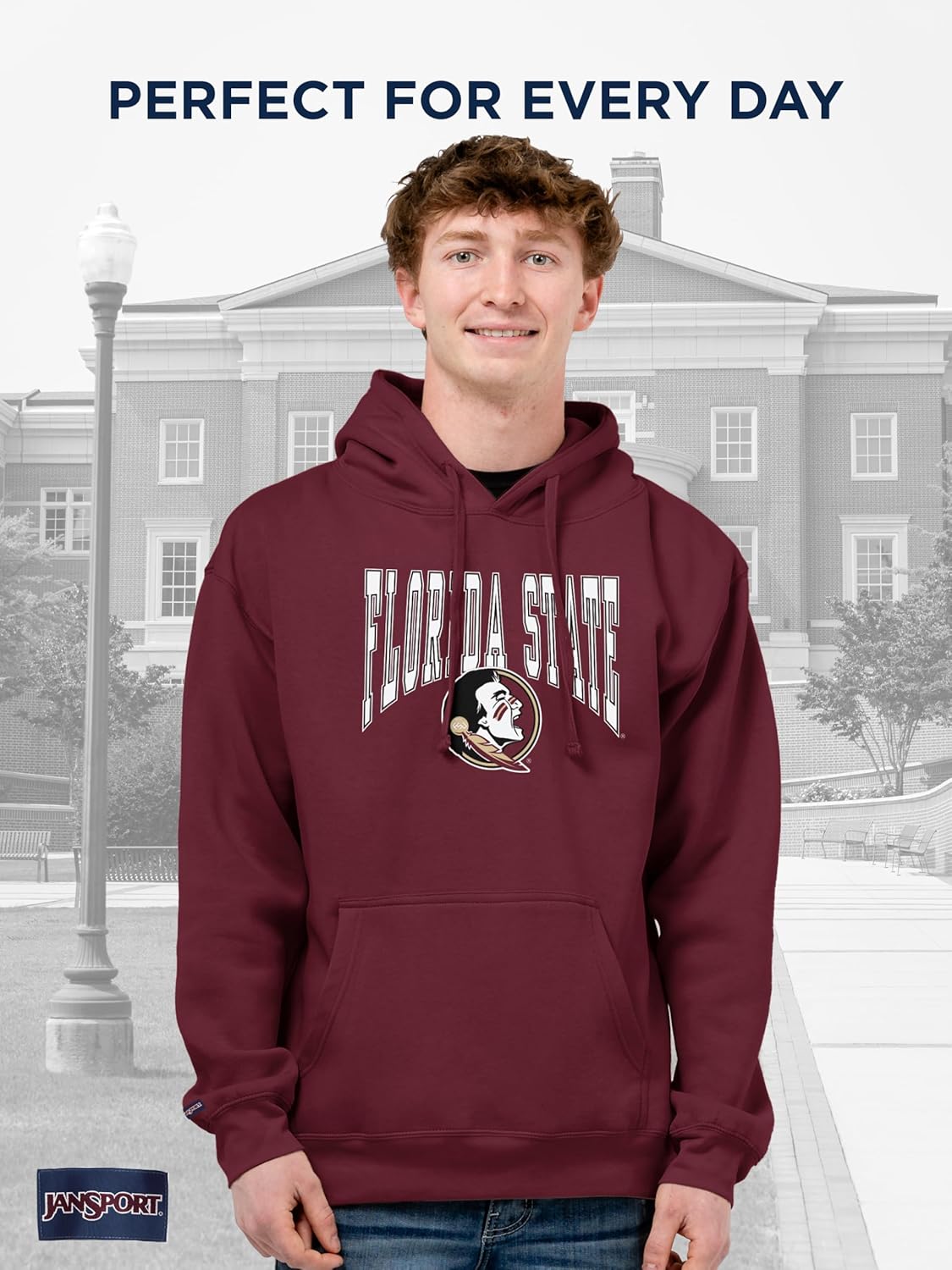 JanSport NCAA Officially Licensed Rival Hoodie, Long Sleeve Unisex Sweatshirt, Cotton-Polyester Blend, Double-Layered Hood