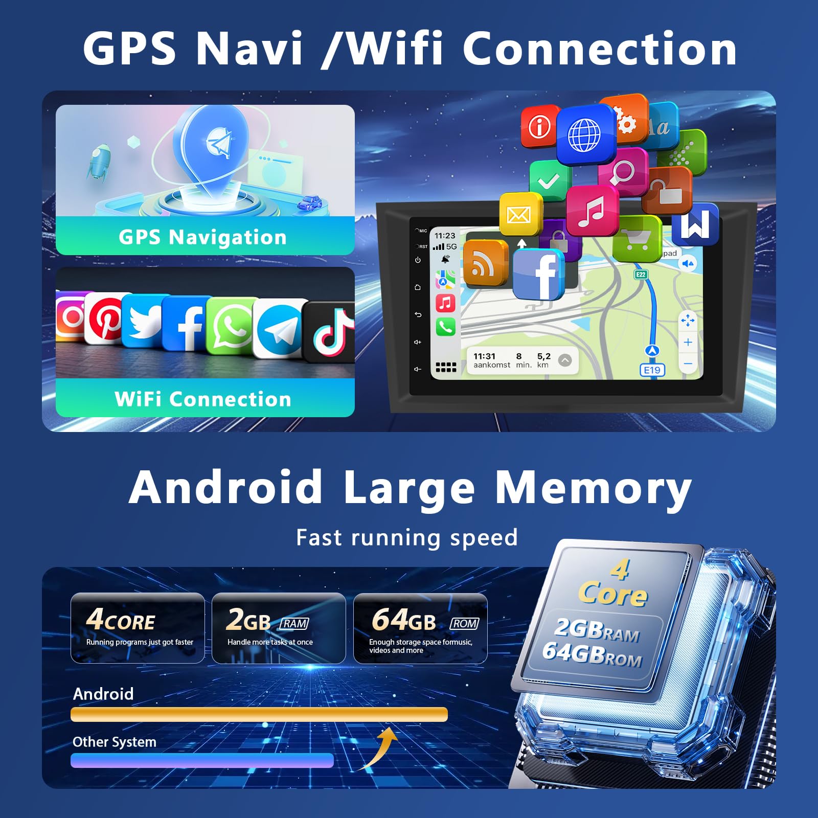 2+64G Autoradio für Opel Corsa Astra Antara Zafira Combo Radio mit Wireless Carplay Android Auto, 7" Bildschirm Car Stereo mit GPS WiFi Bluetooth RDS/FM USB SWC Canbus + Rückenkamera