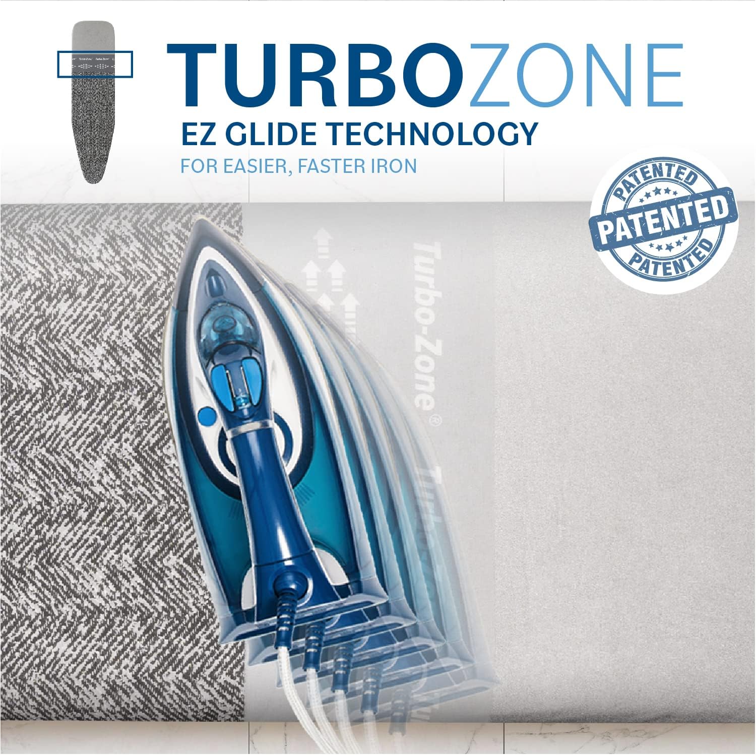 Bartnelli Ironing Board Cover and Pad, Made in Europe with New Patent Technology | 54x15 Iron Board Replacement Cover Featuring Park & Turbo Zone, Scorch Resistant 100% Cotton Thick Layered Top