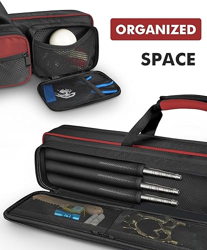 Miniatura 4 de Estuche para Taco de Billar, Estuche para Taco de Billar 4x5 con Múltiples Bolsillos que Sostiene 4 Culatas y 5 Puntas, Bolsa Acolchada Suave y