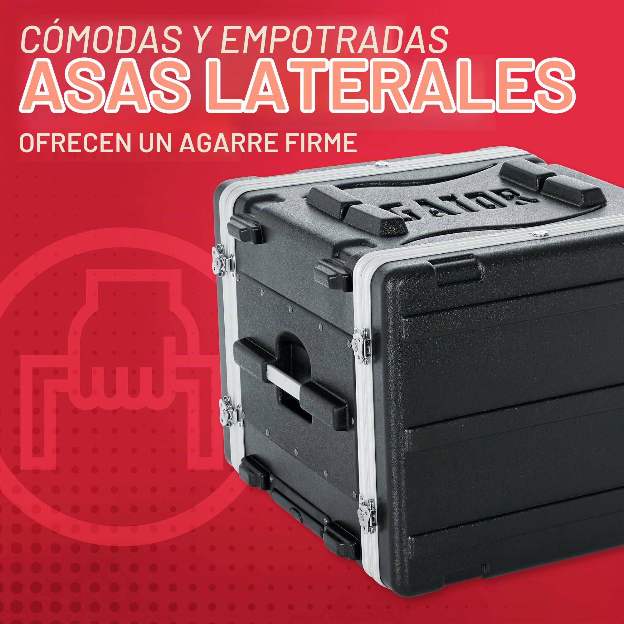 Gator Cases Rack Ligero y rodante 8U con pestillos Resistentes, asa de Remolque retráctil y Ruedas empotradas; Profundidad estándar 19.25" (GRR-8L)