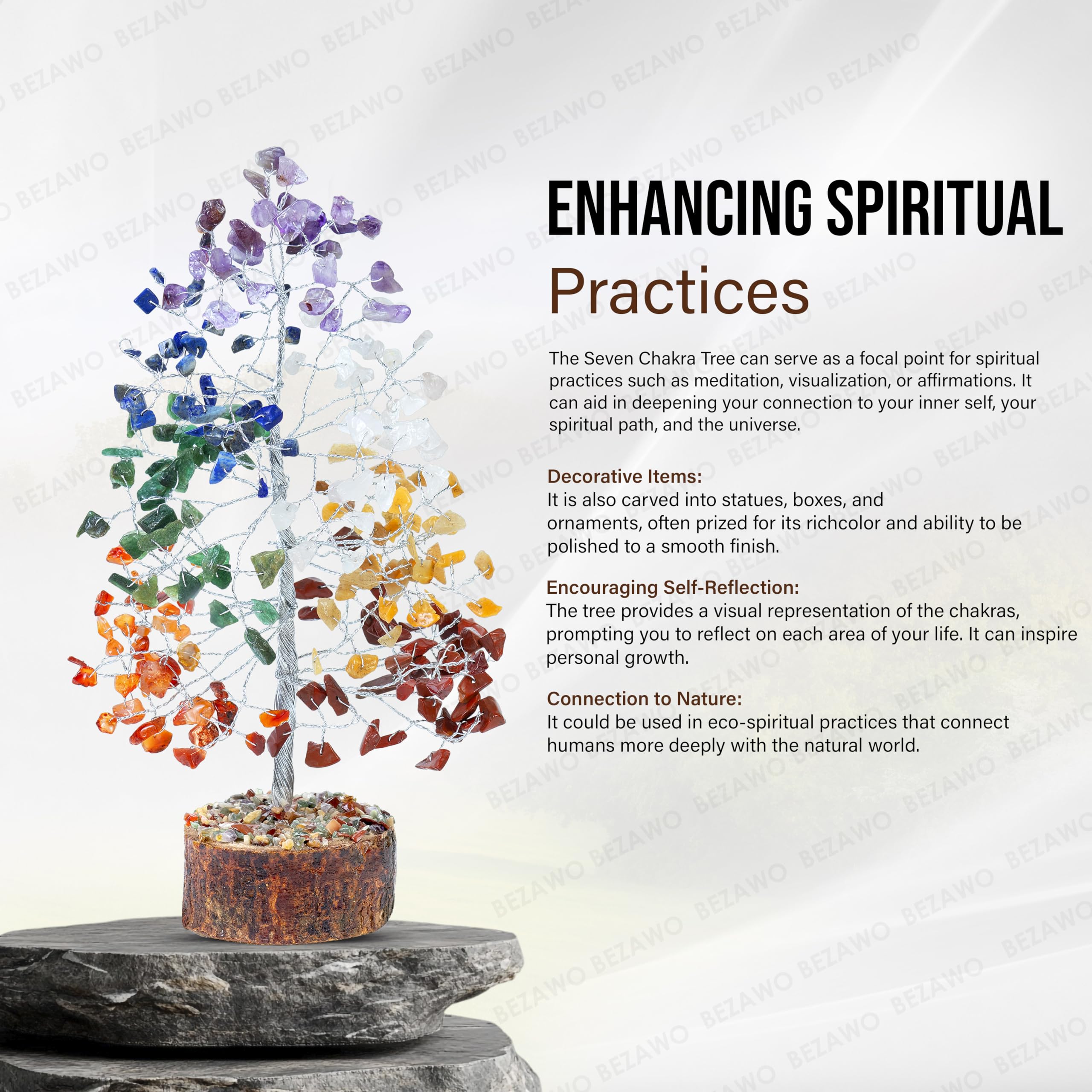 Arbre 7 Chakras Arbre De Vie à 7 Chakras En Cristal De Guérison Pour La Maison, Le Salon, Le Bureau | Bonsaï Feng Shui Fait à La Main Pour L'énergie Positive, La