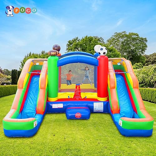Miniatura 6 de Casa inflable de rebote y unidad combinada de doble tobogán (sin soplador)  16.5 x 15 x 11 pies  Bouncer deportivo cruzado, juguetes para niños al