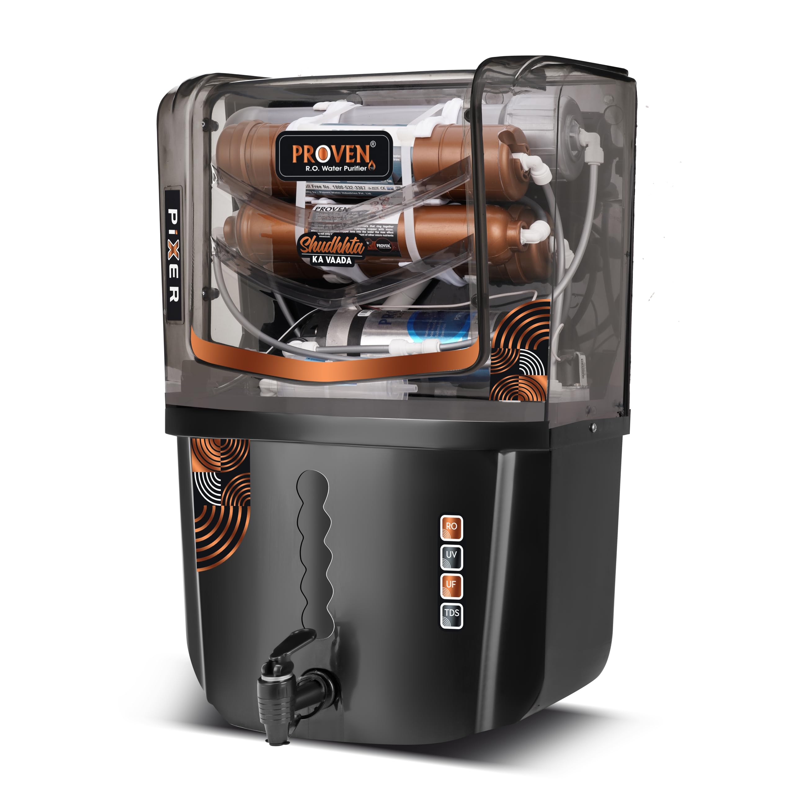 Proven Pixer Water Purifier Dispenser Machine, Foodgrade ABS 12L Water Tank, RO, UV in tank, UF Filtration, Copper Water Purifier For Home (With Free Pre Filter) | ISI Approved | Made In India (B0DFMHWFLC) Amazon Price History, Amazon Price Tracker