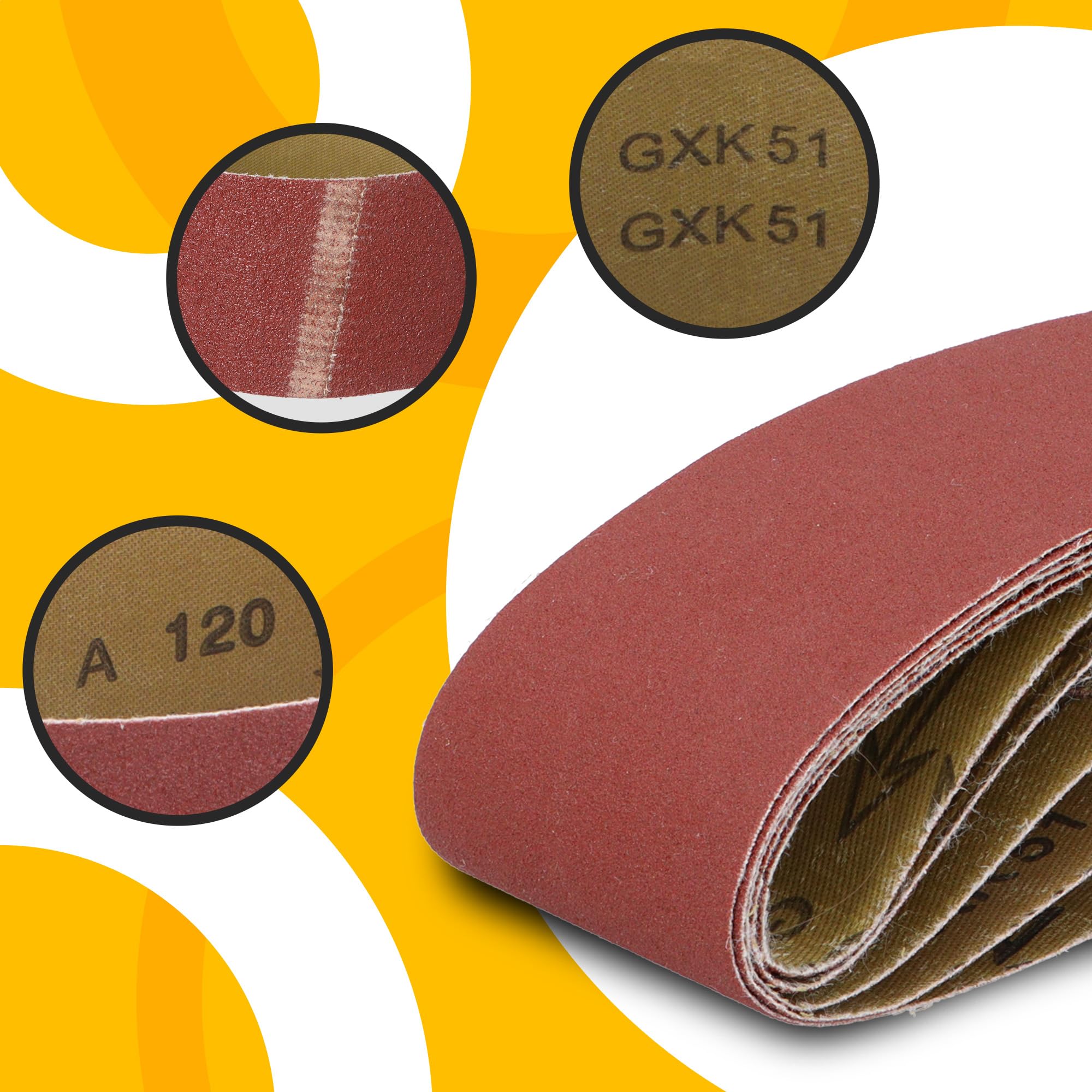 50x Bande Abrasive 75x457 mm P120 Ponceuse Machine Ruban Tissu Ponçage Affûtage Ébavurage Dérouillage Bois Métal Plastique Résistant Longue Durée Bonne Adhérence