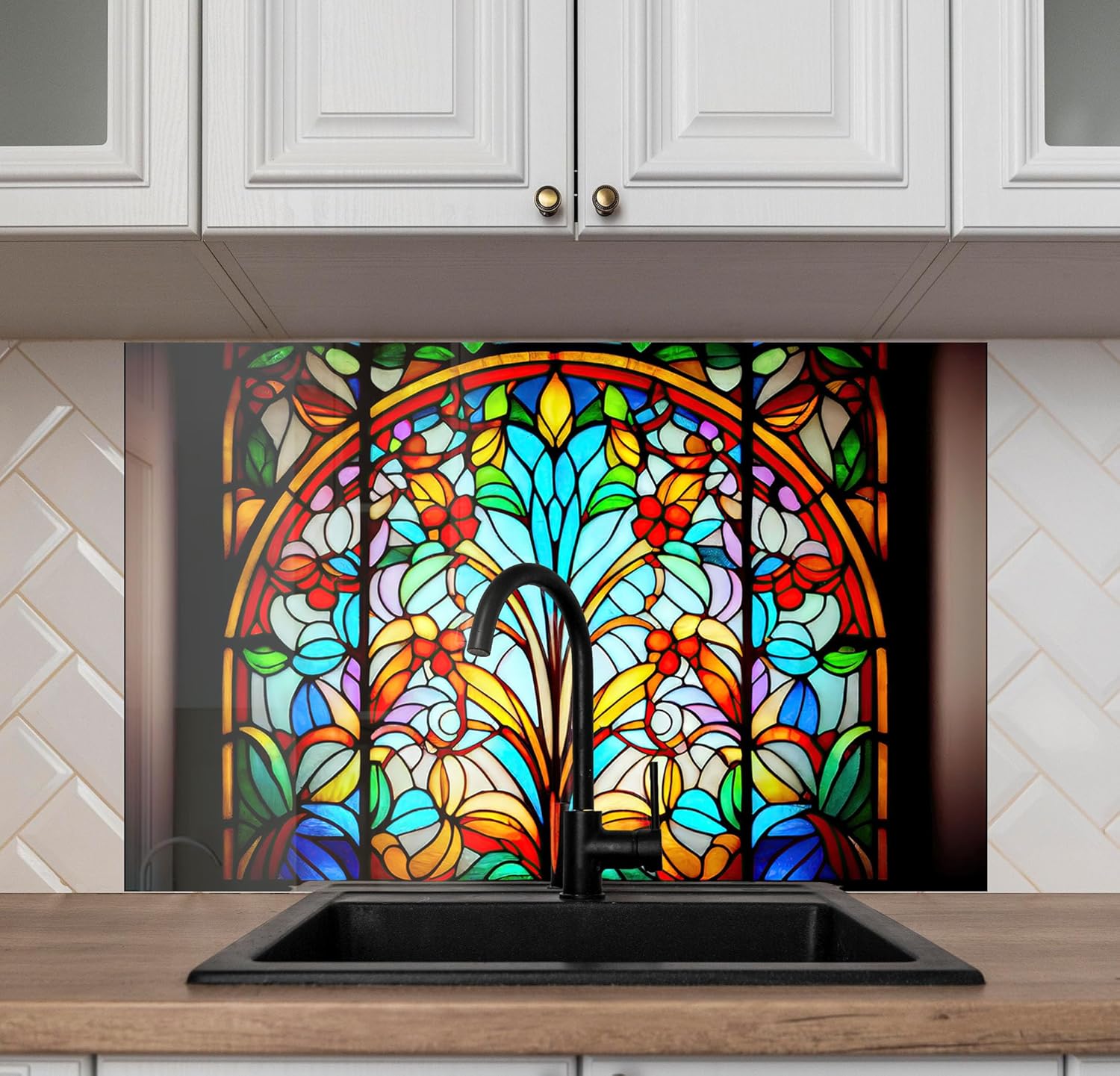 Myphotostation.com 56x56'' Tempered Glass Stove Backsplash Kitchen Tile Decor Stove Back Cover Glass Splashback Tile for Stove Top Cover Toughened Glass Cooker Protector 52