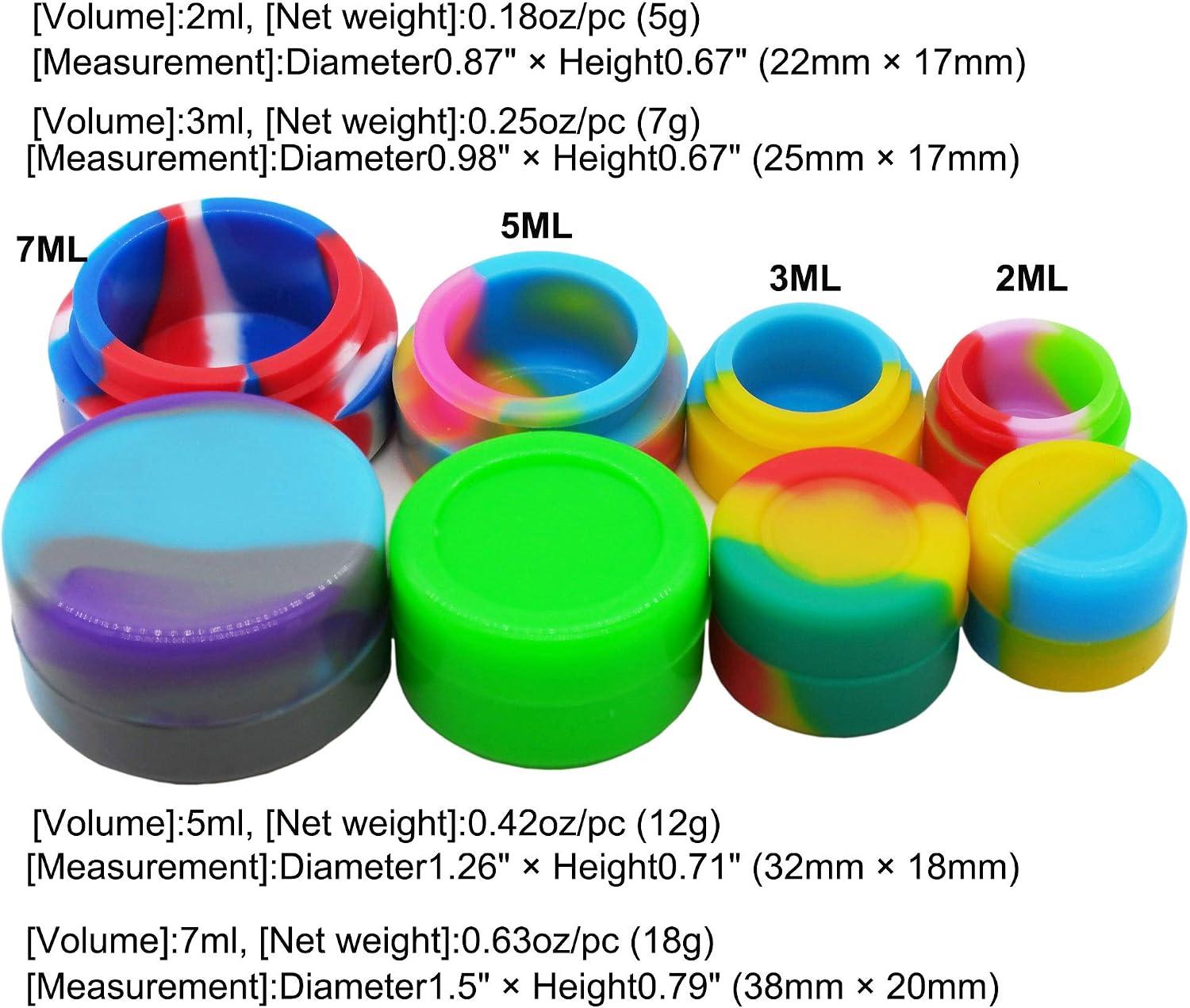 2ml 3ml 5ml 7ml Silicone Wax Containers with Carving Tool (33) image 3