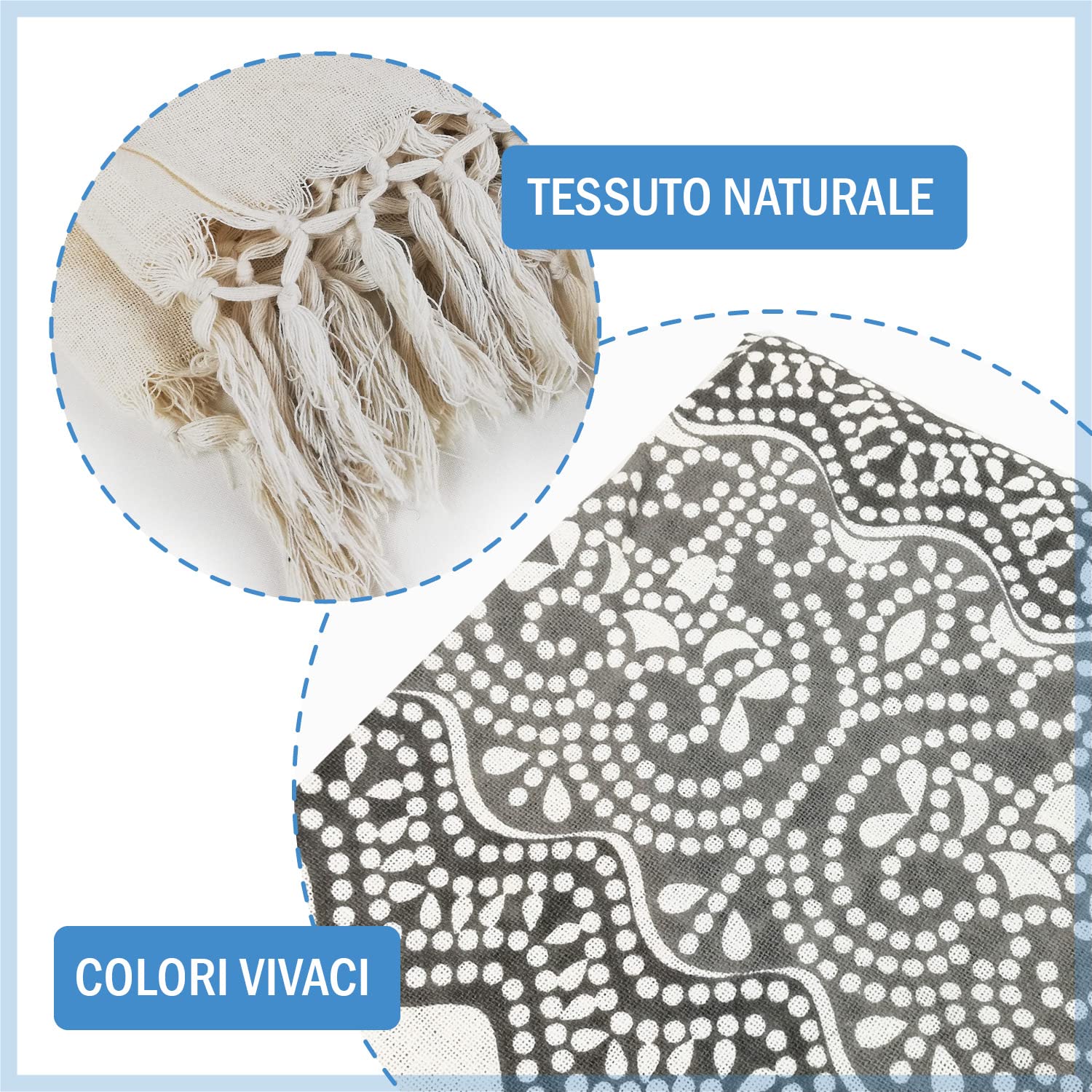 Telo Mare Maxi Banzaii 210x230 Cm - Cotone Antisabbia Per Spiaggia, Copridivano E Copriletto Grigio Pavone - Foto 11