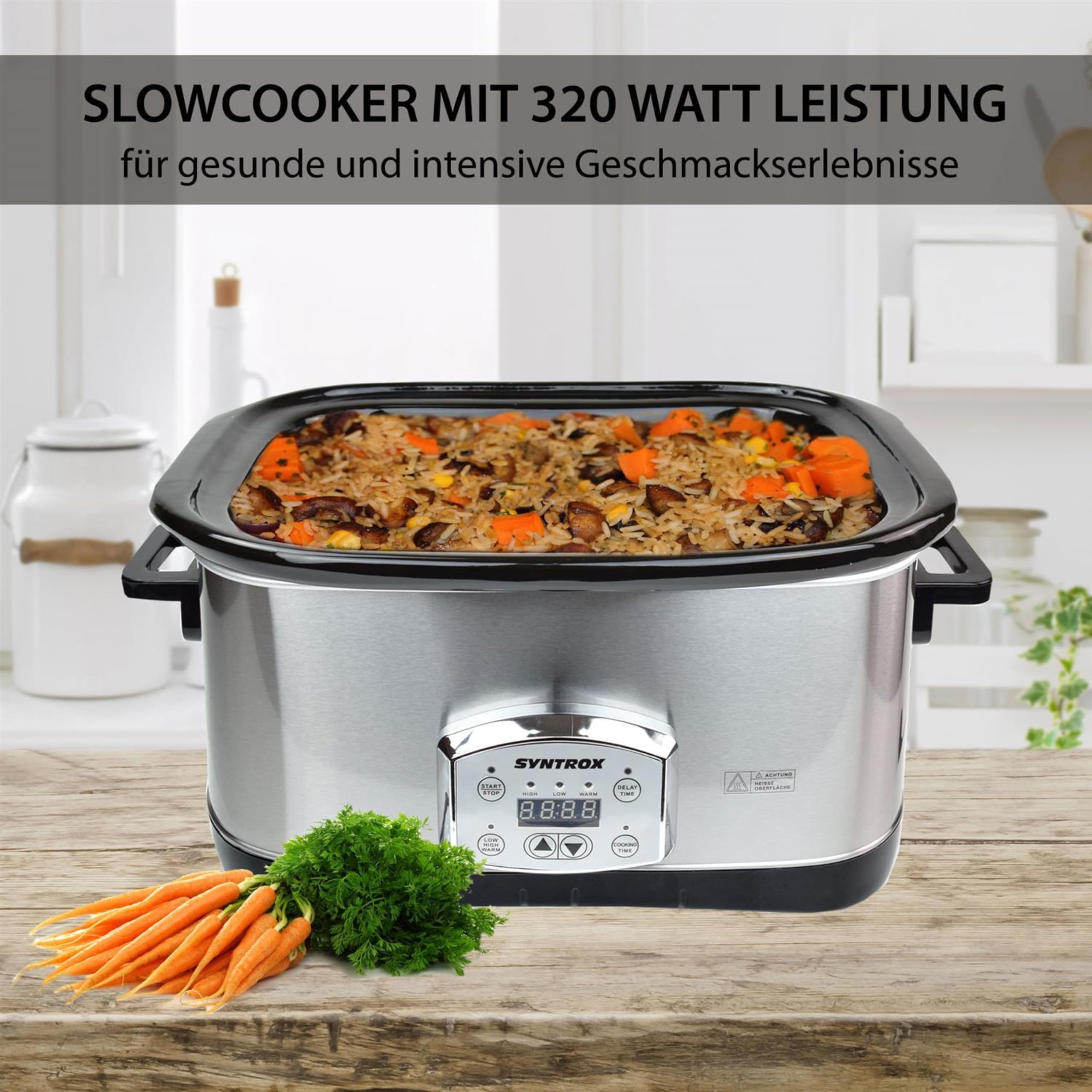 Syntrox Germany 7,5 l Slow Cooker | Schmortopf | Schongarer | Multikocher Lotel, Warmhaltefunktion, Spülmaschinenfest, Mikrowellengeeignet, Rutschfeste Standfüße