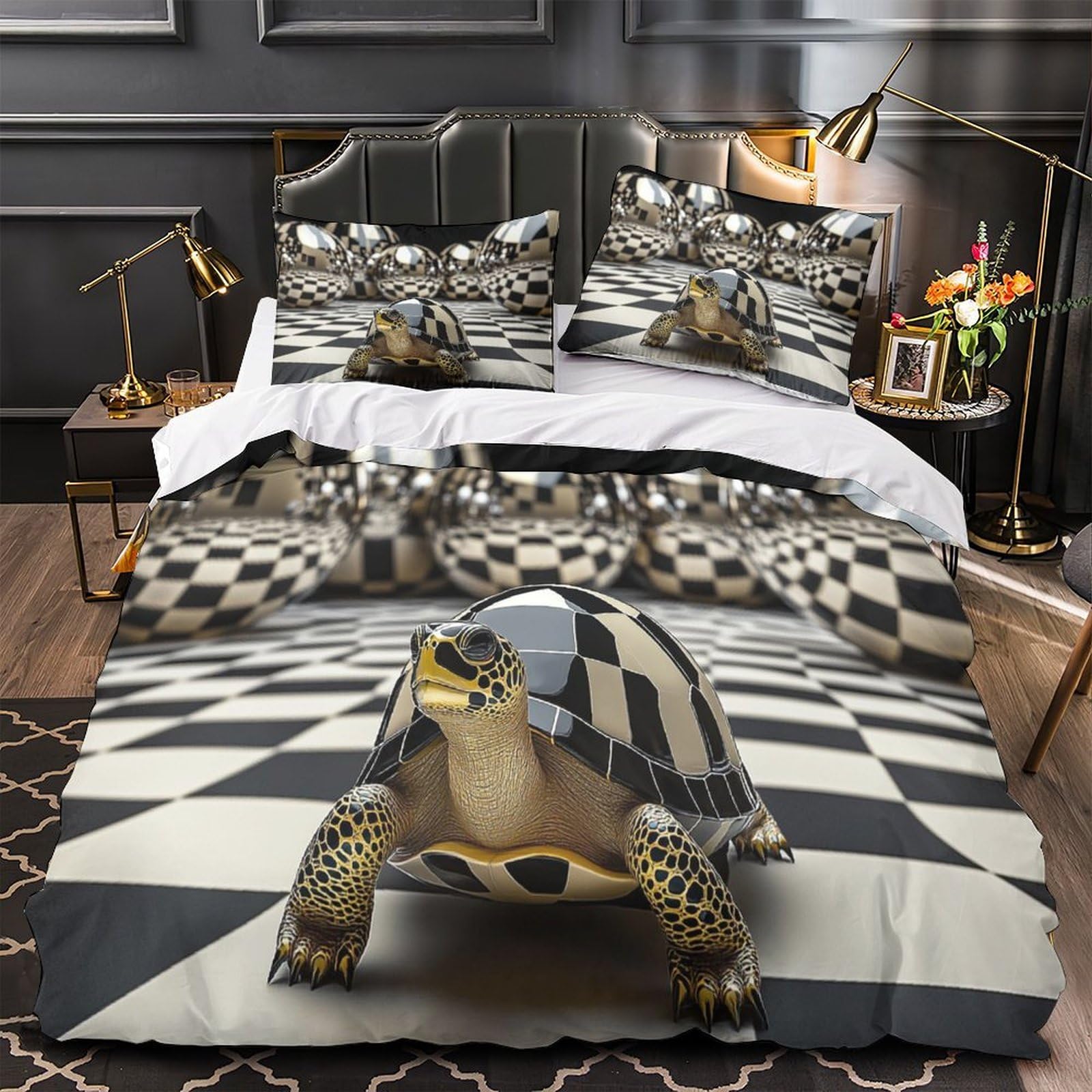 Parure de lit Super King 260x220cm microfibre imprimé 3D avec housse de couette zippée