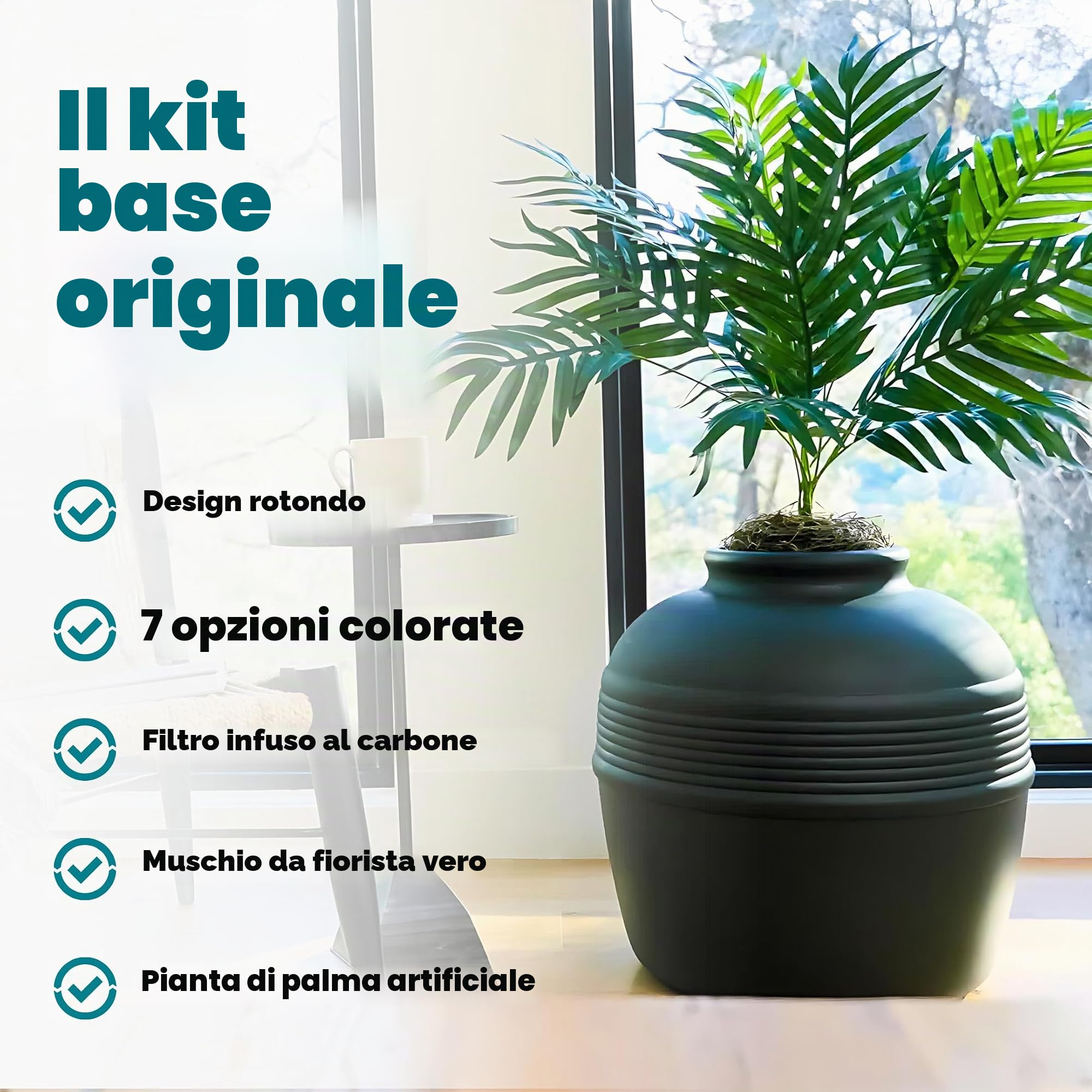 Good Pet Stuff, L'originale lettiera nascosta, per piante artificiali e lettiera per gatti chiusa, ventilata e filtro antiodore, facile da pulire, in pelle scamosciata nera